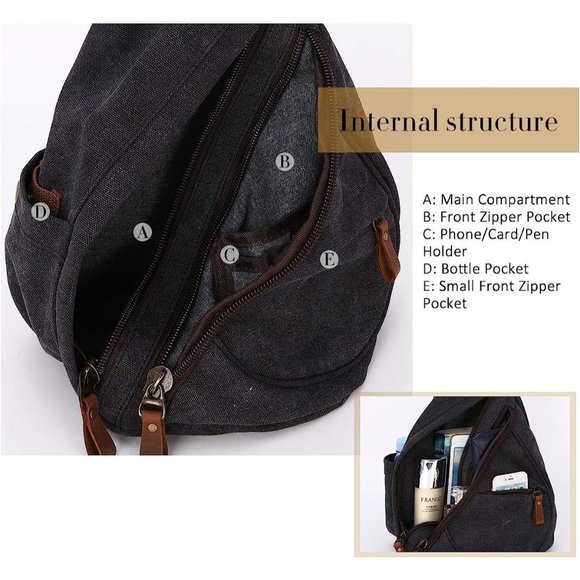 Women Small Casual Canvas Sling Crossbody Shoulder Backpack main image 7